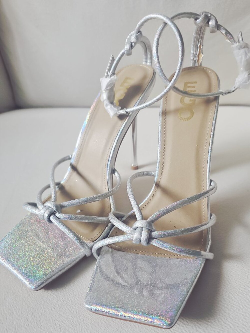 EGO Iridescent Silver Heels - SZ 10 - NEW!